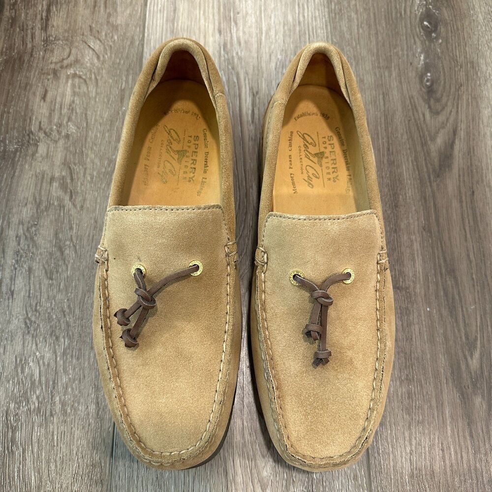 Sperry Gold Cup Driver Knt Sand Sued Loafers Vibram Mens 10M 0579532 Box